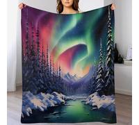 LTTTT Aurores boréales en Norvège Canape Couverture Polaire Flannel Tapis Douillet Couvertures De À Chaud À Jet Polaire Facile À Manipuler 130×150cm