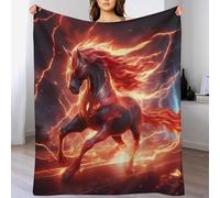 LTTTT Flame Cheval Plaid Polaire Canape Couverture - Jete De Canapé en Flannel, Doux Chaude, pour Le Voyage Lit, Fit All-Season 150×200cm