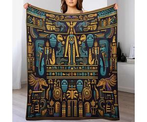 LTTTT Motif égyptien Plaid Couverture Polaire, Couvertures Polair Flanneladaptée Aux Canapés Et Aux Lits - Chaud, Facile À Entretenir 100×130cm