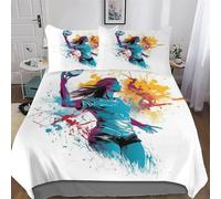 LTTTT Volley-Ball Parure De Lit Housse De Couette Impressio 3D Microfibre Doux avec Taie d'oreiller 2 Pièces Garçons Filles Enfants Single(135x200cm)