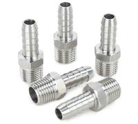 LTWFITTING Barbelé Raccord Coupleur/Connecteur 1/4-Pouce Mâle BSPT x 5/16-Pouce(8mm) Tuyau Barbillon Acier Inoxydable 316 de Tuyau Pétrole Gaz Eau (paquet de 5)