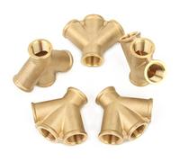 LTWFITTING Tuyau de Laiton Femelle 4 Voies Y Croix de Raccord 1/2" NPT (paquet de 5)
