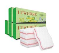 LTWHOME éponge Magique Double Côté Type de Vague Mélamine Haute Température Compression Mousse De Haute Qualité 100 x 60 x 25mm (Paquet de 50)