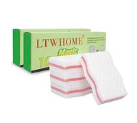 LTWHOME éponges Magiques Double Côté Type de Vague Mélamine Haute Température Compression Mousse De Haute Qualité 100 x 60 x 25mm (Paquet de 20)
