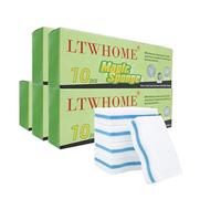 LTWHOME Magique Nettoyant Double Côté Type de Vague Mélamine Haute Température Compression Mousse De Haute Qualité 100X 60X 25mm(Paquet de 50)