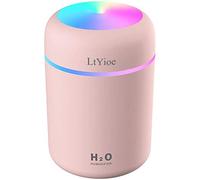 LtYioe Humidificateur d'air, Mini Humidificateur Ultrasonique avec 2 Mode Brume Réglable, Arrêt Automatique et Veilleuse Colorée, USB Humidificateur Portable pour Auto Maison Bureau Chambre(Rose)