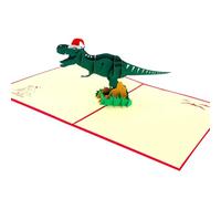LTZGO Carte de NoëL 3d Pop-Up, Dinosaure avec Bonnet avec Enveloppe Set, Carte Joyeux No-el Fait Main, Card de Voeux pour Enfants Maman Papa Femme Homme