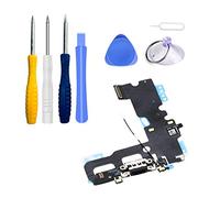 LTZGO Connecteur Dock Compatible avec iPhone 7 (Noir) connecteur de Charge USB Charging Connector avec Antenne, Microphone et Jack Audio préinstallés Câble Flex Câble Kit d'outils avec Tournevis