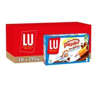 LU PEPITO - 10 Boîtes de 10 Biscuits Pépito Pockitos Chocolat au Lait - Biscuits Fourrés au Choco et Nappé au Chocolat au Lait - Format Poche pour le Goûter - Fabriqué en France - Lot de 10x295g