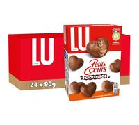 LU - 24 Boîtes de Petits Cœurs Choco'Croc 90g - Biscuits Soufflés Enrobés au Chocolat - Idéal pour le Goûter - Lot de Biscuits - Fabriqué en France - Lot de 24x90g