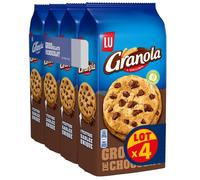 LU GRANOLA - 4 Sachets de Cookies Granola aux Gros Eclats de Chocolat - Format Familial Pratique pour le Goûter - Lot de Biscuits - Lot de 4x184g