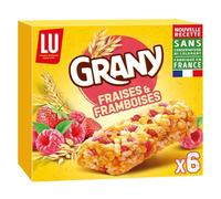 LU - Barres Céréales Grany Fraises et Framboises | Goûtez la douceur fruitée | Idéal pour le petit-déjeuner | La boîte de 6 barres - 108g | LOT DE 4