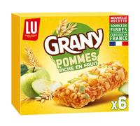 LU - Barres Céréales Grany Pommes | Savoureux goût de pomme | Idéal pour le petit déjeuner | La boîte de 6 barres - 125g | LOT DE 4