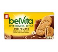 LU BELVITA - 1 Paquet de 5 Sachets de Biscuits Belvita Duo Fourré Chocolat Noisette- Biscuits Petit Déjeuner Gourmands et Pratiques à Emporter - 253g