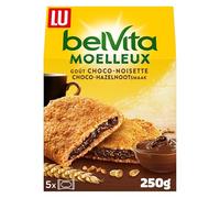 LU BELVITA - 1 Paquet de 5 Sachets de Biscuits Belvita Le Moelleux Cœur Gourmand Chocolat Noisettes - Biscuits Petit Déjeuner Gourmands et Pratiques à Emporter - 250g