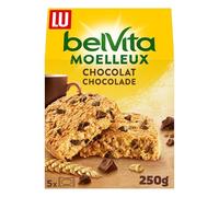LU BELVITA - 1 Paquet de 5 Sachets de Biscuits Belvita Moelleux Chocolat et 5 Céréales Complètes - Biscuits Petit Déjeuner Gourmands et Pratiques à Emporter - 250g