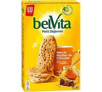 LU BelVita Petit Déjeuner Miel et Pépites de Chocolat 5 Céréales Complètes 400g (lot de 6)