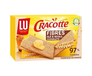 LU - Biscottes Fibres Blé et Seigle Cracotte | Onctueuses et croquantes | Idéales pour le petit-déjeuner | La boîte de 250 g | LOT DE 4