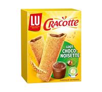 LU - Biscottes Fourrés Choco Noisette Cracotte | Savoureux et onctueux pour un petit déjeuner gourmand | Idéal avec café ou thé | La boîte de 216g | LOT DE 4