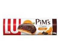 LU - Biscuits génoises nappées à l'orange et au chocolat Pim's | Saveurs gourmandes | Idéals pour le goûter | La boîte de 150 g | LOT DE 4
