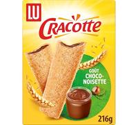 LU CRACOTTE - 1 Boîte de Cracotte Choco Noisette - Cracotte Croustillante Fourrée Chocolat et Noisettes - Biscuits Gourmand Petit Déjeuner et Goûter - 216g