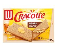 LU CRACOTTE - 1 Boîte de Cracotte Fibre - Cracotte Croustillante au Blé et Seigle Complets - Biscuits Gourmand Petit Déjeuner - 250g