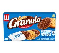 LU GRANOLA - 1 Paquet de 18 Biscuits Granola Nappé au Chocolat au Lait - Format Pocket - Biscuits au Chocolat - Idéal pour le Goûter - 225g