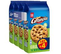 LU GRANOLA - 4 Sachets de Cookies Granola aux Gros Eclats de Chocolat et Noisettes - Format Familial Pratique pour le Goûter - Lot de Biscuits - Lot de 4x184g