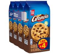 LU GRANOLA - 4 Sachets de Cookies Granola aux Gros Eclats de Chocolat - Format Familial Pratique pour le Goûter - Lot de Biscuits - Lot de 4x184g