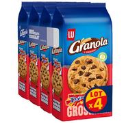 LU GRANOLA - 4 Sachets de Cookies Granola aux Gros Eclats de Chocolat et Daim - Format Familial Pratique pour le Goûter - Lot de Biscuits - Lot de 4x184g