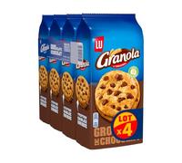 LU GRANOLA - 4 Sachets de Cookies Granola aux Gros Eclats de Chocolat - Format Familial Pratique pour le Goûter - Lot de Biscuits - Lot de 4x184g