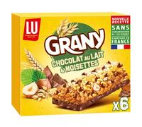 LU Grany Barres Céréales Chocolat au Lait et Noisettes - Pack de 6 barres de 23g chacune - Format pratique et gourmand pour petit déjeuner ou en-cas - Lot de 4