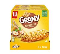 LU GRANY - 4 Boîtes de 6 Barres Noisettes - 5 Céréales et Noisettes - Lot Barres en Sachets Individuels - Format de Poche Pratique - Fabriqué en France - Lot de 4x125g
