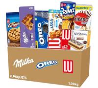 Lu - La Boîte Assortiment 8 Paquets Biscuits Variés - 1x1,98kg | Milka Choco & Cake x1, Oreo x1, Mikado Familial x1, Granola Cookie (1, Prince x2, Napolitain x1, Lulu l'Ourson Chocolat x1