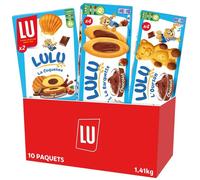 LU - La Boîte Chocolatée Lulu - Lot de 10 Paquets : Barquette Choco Noisettes x4, Coqueline Chocolat x2, Ourson Choco x4 - 1,41kg
