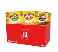 LU - La Boîte Grany - Lot de 8 Paquets : 4 x Grany Chocolat, 2 x Grany Pommes, 2 x Grany Brut Noisettes - 48 Barres - 1,00kg