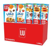 LU - La Boîte Lulu de 10 Paquets : Barquette Choco Noisettes x3, Coqueline Choco x2, Ourson Choco x2, Barquette Fraise x2 - 1,39kg