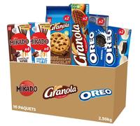 LU - La Boîte Plaisir Assortiment Biscuits : Mikado Chocolat Lait x4 et Chocolat Noir x4, Granola Cookie x2 et Nappé x2, Oreo Classique x2 et Enrobé Chocolat Blanc x2 - Lot de 2,50kg