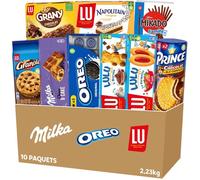 LU - Milka Choco & Cake, Oreo Classique, Mikado Familial, Granola Cookie, Prince x2, Napolitain, Lulu Ourson Chocolat, Lulu Barquette Fraise, Grany Chocolat - Lot de 10 Paquets soit 2,23kg