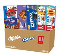 LU - 6 Paquets de Biscuits : Milka Choco & Cake (x1), Oreo Classique (x1), Mikado Familial (x1), Prince Pocket (x1), Lulu Ourson Chocolat (x1), Lulu La Barquette Fraise (x1) - Lot de 1,36kg