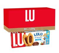 LU - LULU La Barquette Chocolat - 20 Boîtes de 3 sachets de 6 Biscuits Lulu La Barquette Chocolat - Biscuit Moelleux Fourré au Chocolat - Idéal à Emporter pour le Goûter des Enfants - Lot de 20x120g