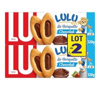 LU - LULU La Barquette Chocolat - 2 Paquets de Biscuits Lulu La Barquette Chocolat - Biscuit Moelleux Fourré au Chocolat - Idéal à Emporter pour le Goûter des Enfants - Lot de 2x120g