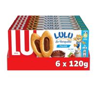 LU - LULU La Barquette Chocolat - 6 Boîtes de 3 sachets de 6 Biscuits Lulu La Barquette Chocolat - Biscuit Moelleux Fourré au Chocolat - Idéal à Emporter pour le Goûter des Enfants - Lot de 6x120g
