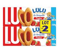 LU - LULU La Barquette Fraise - 2 Paquets de Biscuits Lulu La Barquette à la Fraise - Biscuit Moelleux Fourré à la Fraise - Idéal à Emporter pour le Goûter des Enfants - Lot de 2x120g