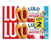LU - LULU La Barquette Framboise - 2 Paquets de Biscuits Lulu La Barquette à la Framboise - Biscuit Moelleux Fourré à la Framboise - Idéal à Emporter pour le Goûter des Enfants - Lot de 2x120g