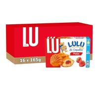 LU - Lulu La Coqueline Fraise - Gâteau Moelleux Fourré - Idéal Goûter, Petit Déjeuner, Snack - Lot de 16 Paquets de 165 g