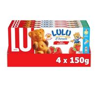 LU - LULU L'Ourson Fraise - 4 Boîtes de 5 sachets de Lulu L'Ourson à la Fraise - Gâteaux Moelleux en Forme d'Ourson Fourrés à la Fraise - Idéal à Emporter pour le Goûter des Enfants - Lot de 4x150g