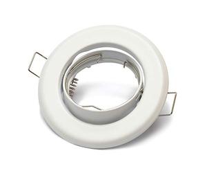 Lu-Mi GU10 Jeu de projecteurs encastrés à LED - 1 cadre de montage blanc, avec douille GU10 pour leds ou lampes halogènes, orientable de 30°, rond