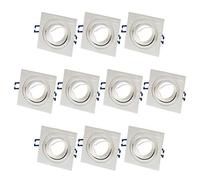 Lu-Mi Lot de 10 cadres de montage en aluminium pour spots encastrables, cadres de montage carrs argents SD-1047, douilles GU10 incluses, orientables