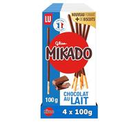 Lu Mikado - Bâtonnets Biscuit Enrobés Chocolat au Lait - 4x100g